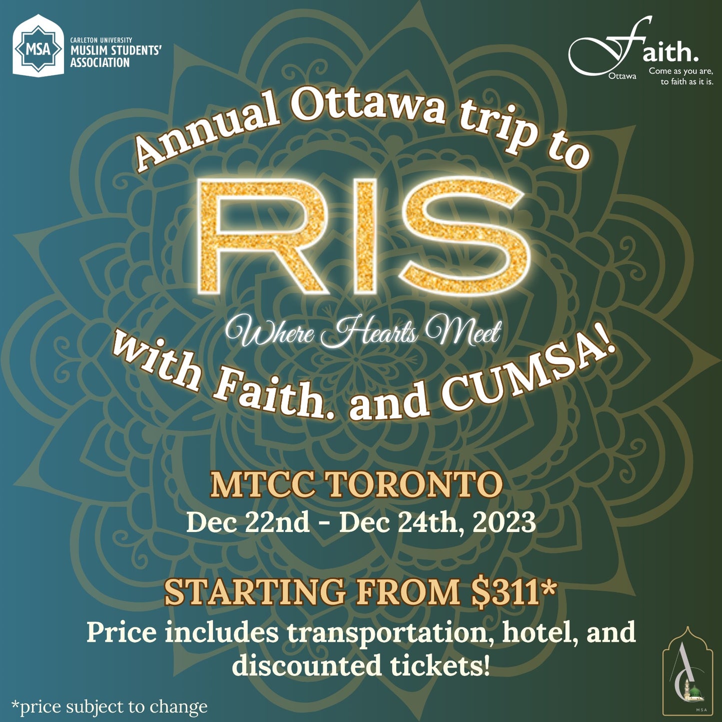 RIS package with Faith, CUMSA, and ACMSA